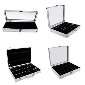 Bekijk dozen Cases Luxury box case aluminium glazen top sieraden organisator vergrendelingwatch