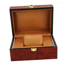 Bekijk dozen Cases luxe bordeauxige houten sieraden opslagdoos showcase Menwatch