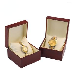 Bekijk dozen Cases Luxe boomkorrel gelakte houten single horloges case display armband cadeau sieraden organisator opbergboxwatch hele22