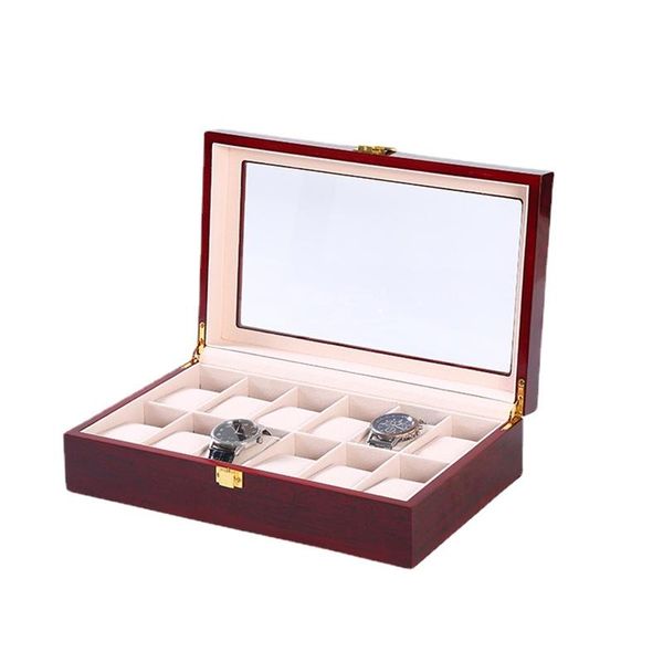 Boîtes de montres, coffrets de rangement de luxe en bois, vitrine, coffret à bijoux, 12 emplacements, montres, idées cadeaux