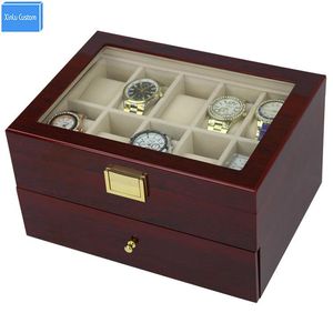 Boîtes de montres Boîtes de montres Envoyer par DHL Luxury 20 Slots 2 Layer Rose Wood Glossy Lacquer Box Jewelry Collection Display EXWDrop SupplyWatch