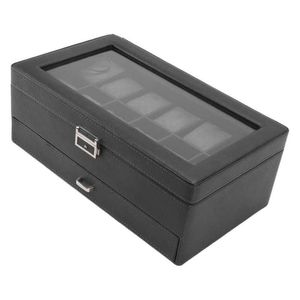 Cajas de relojes Cajas Caja de almacenamiento Robusta Conveniente 12 ranuras Flexibles para gemelos Anillos Reloj de mujer