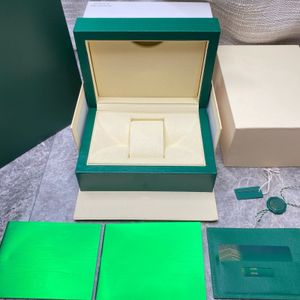 Boîtes de montres Boîtiers de qualité supérieure Rlx Vert avec boîte de montre en bois d'origine Marque de luxe avec papiers Carte de personnalisation Boîte de rangement pour montres AAA 230807
