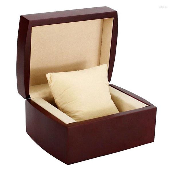 Cajas para relojes, caja de almacenamiento de madera con ranuras individuales, color rojo vino Vintage, con almohada extraíble