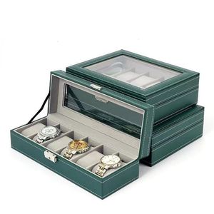 BEKIJKBOEKS Cases Bekijk Box 61012 Grids Pu Leather Watches weergave Case Sieraden Holder Storage Organizer met slot 230619
