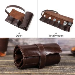 Horlogeboxen Cases Watch Roll Storage Case Travel Leather Watch Organizer Sieraden Watch Protective Holder Box with Closing Strap Watch Pouch 230607