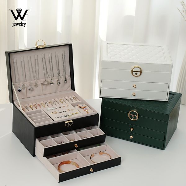 Boîtes à montres WE Boîte à bijoux avec oreiller de montre 3 couches grande capacité Coffret à bijoux Organisateur de bijoux Porte-boucles d'oreilles Rangement de bijoux Cadeaux 230807