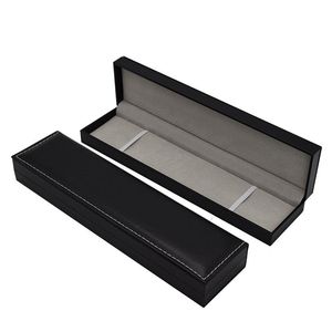 Boîtes de montres, vente en gros, étui à bijoux en cuir Pu noir Long 29x7.5x4cm et emballage, vendeur d'usine en Chine