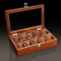 Cajas de relojes Cajas Caja de madera Organizador con ventana de vidrio Pantalla de madera Estuche de lujo Soporte de almacenamiento para hombres 231101