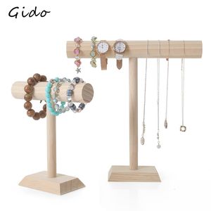 Watchboxen kasten houten draagbare harde armbandketen t-bar rack sieraden display stand voor armband ketting Home Organisatie houder Showcase 230404