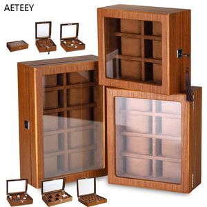 Horlogedozen Cases Houten Watch Box Matte Wood Texture Afsluitbare Watch Boxes Organizer Box Etalage Tot 18 horloges voor geschenken 230727