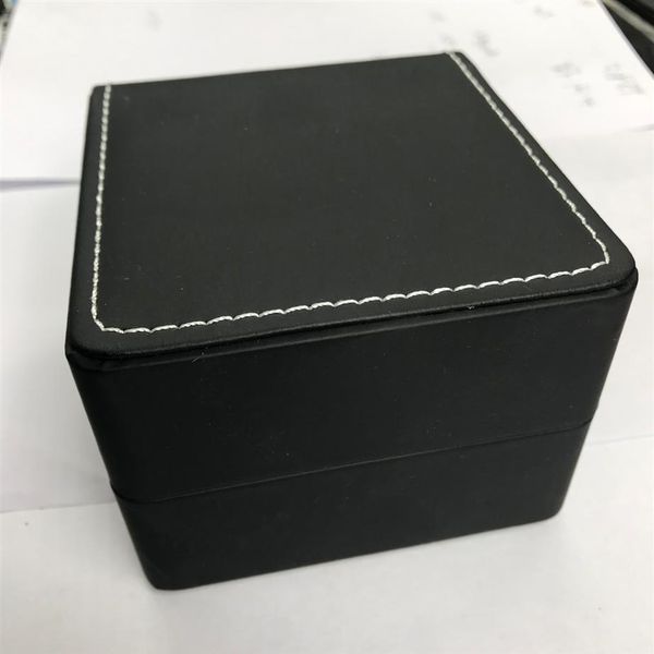 Boîtes à montres Cuir noir classique avec fil à coudre blanc aspect noir à l'intérieur et à l'extérieur 191Y