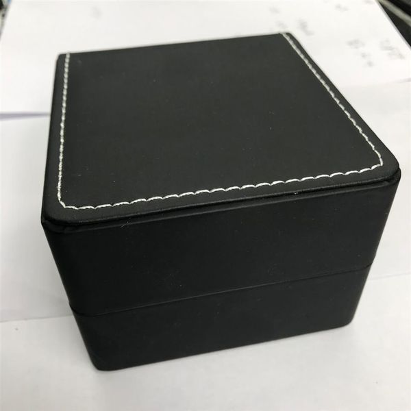 Watch Boxes Classic cuir noir aspect noir fil à coudre blanc intérieur et extérieur 299S