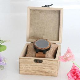 Boîtes de montre Classic Square Wood Case Rangement Boîte de bijoux de bijoux