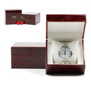 Bekijk dozen op maat gemaakte houten weergave Case doos sieraden opslag organizer mode horloges cadeau 1 roosters houten groothandel