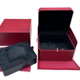 Boîtes de montres personnalisées, boîte rouge de haute qualité avec carte en papier et sac pour boîtier de luxe BZM, présentoir de support de montre-bracelet
