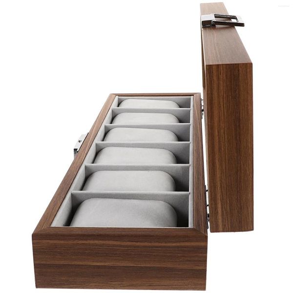 Caixas de relógio caixa de exibição organizador caixa de jóias inteligente desktop decorativo recipiente de madeira viagem
