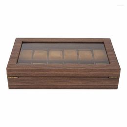 Bekijk dozen weergave Case Box Wood Grain Niet -misvormend beschermende geschenk zacht met groot venster voor opslag