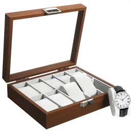 Boîtes de montres, vitrine, plateau organisateur, porte-bijoux, 10 fentes avec fenêtre