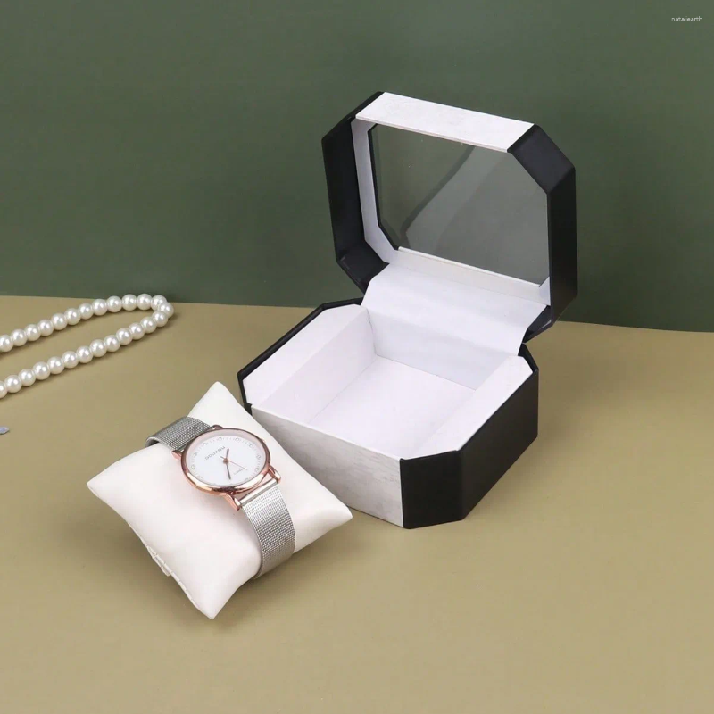 Scatole di orologi squisiti confezioni regalo per confezionamento per imballaggio per il gioco di gioielli trasparente Organizzazione di stoccaggio di gioielli ottagonali