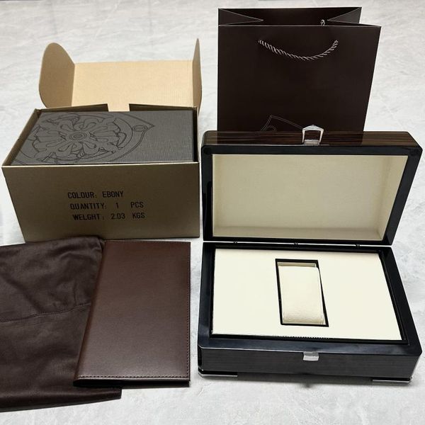 Boîtes à montres marron avec boîte en bois PP originale, sortie d'usine, papier de naissance, possibilité de personnalisation de montres, coffret cadeau