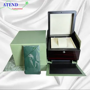 Regarder Boxes Factory Outlet Vert avec boîte en bois d'origine et papiers Carte de boîtier Gift Custom Watches Gift