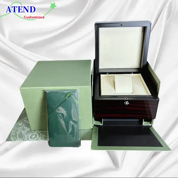 Regarder Boxes Factory Outlet Vert avec boîte en bois d'origine et papiers Carte de boîtier Gift Custom Watches Gift