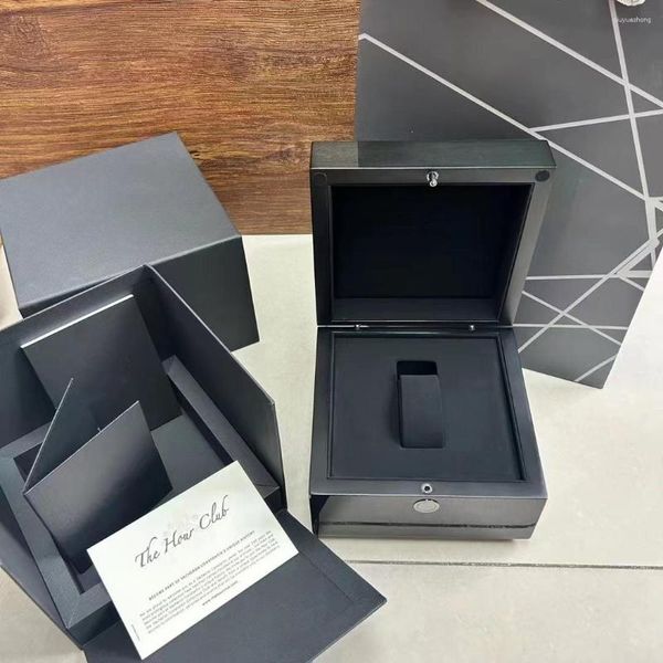 Boîtes à montres Factory Outlet Vc Black Original Boîte en bois et livret avec sac à main Montres personnalisées Cadeau