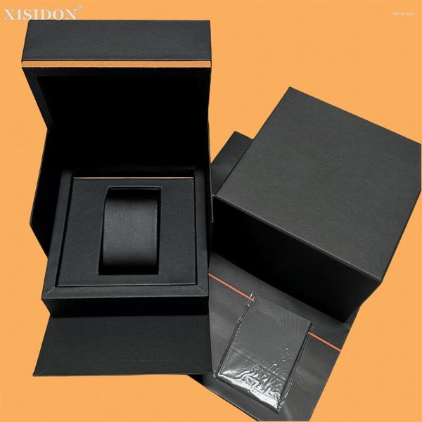 Cajas de reloj Proveedor de fábrica Outlet Original MID Black Box Estuches de regalo con folleto y personalización de latas Relojes