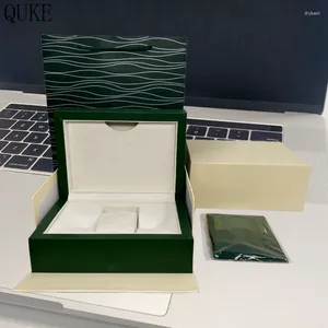 Cajas de reloj Caja verde Orig de calidad superior directa al por mayor de fábrica con tarjeta de archivo se puede personalizar QUKE