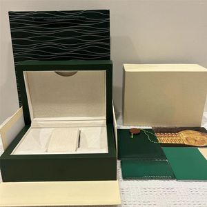 Cajas de relojes Caja verde original de alta calidad directa al por mayor de fábrica con tarjeta de archivo se puede personalizar