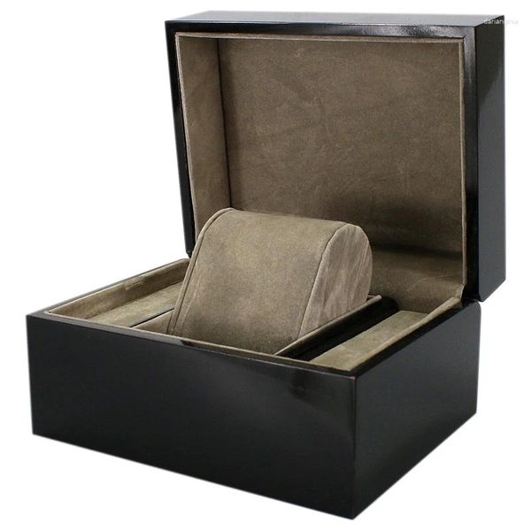 Cajas de reloj de moda de lujo negro con una sola ranura caja de madera caja de pintura joyería de viaje almacenamiento de regalo escaparate de exhibición