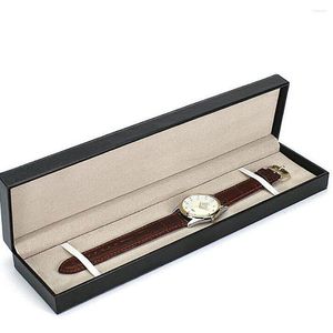 Boîtes de montre mode boîte en cuir Pu rectangulaire cadeau collier bijoux affichage stockage organisateur support