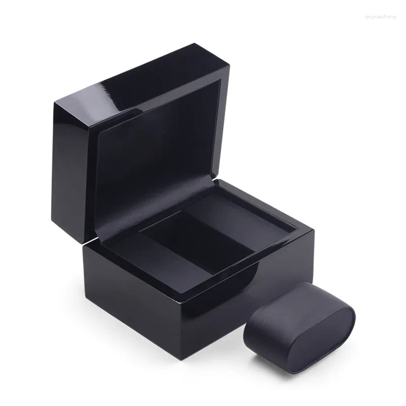 Watch Boxes Fashion Wooden Flip Storage Box High Quality Black Polished Organizer Gift Exhibition Hall Display