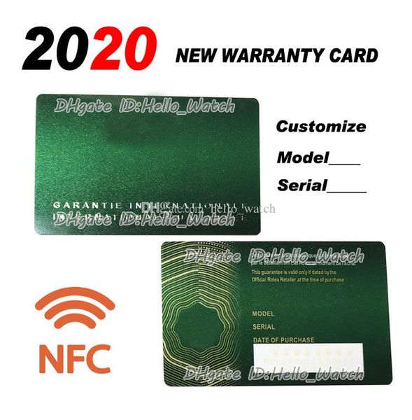 Boîtes de montres Carte de garantie internationale verte Personnalisez les fonctionnalités NFC 2021 Styles Edition 116610 116500 126660 Fabriqué sur mesure avec le numéro de série exact HelloWatch