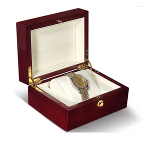 Boîtes à montres Boîte à clapet haut de gamme Collection de rangement pour bracelets Grain de palissandre en bois laqué