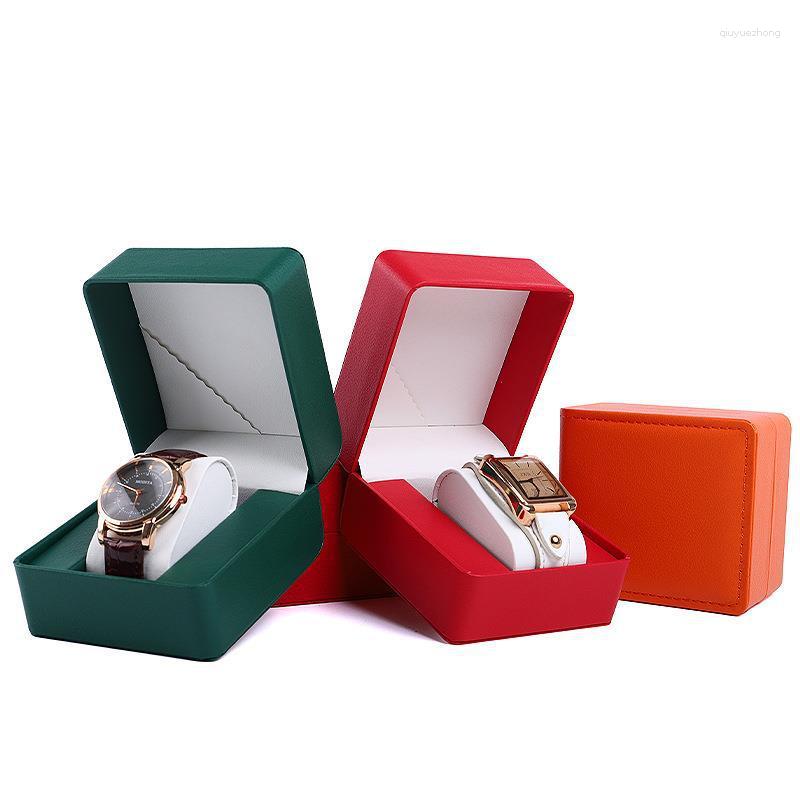 Cajas de reloj Embalaje de almacenamiento de joyería de caja de cuero de PU Clamshell de gama alta