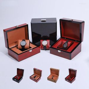 Boîtes de montres, boîtier peint haut de gamme, boîte d'emballage et de rangement, couvercle rabattable en bois, bijoux sculptés personnalisables, cadeau