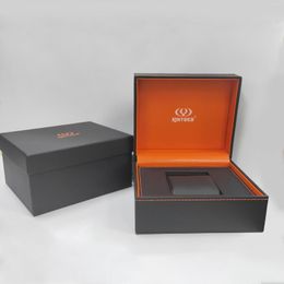 Horlogedozen KINYUED Geschenkdoos Hoogwaardig pianohout Premium leer Draagbaar papier Exquisite Senior Luxury