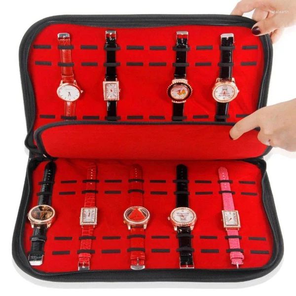 Cajas para relojes Estuche de cuero con soportes para kit de herramientas, organizador de maletas, bolsa con correa, almacenamiento de relojes, caja de seguridad, embalaje