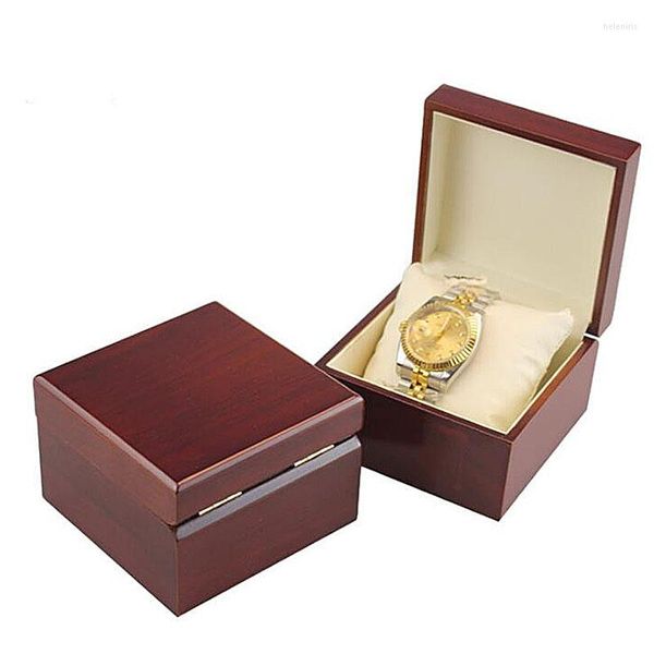 Boîtes de montres Boîte de luxe Emballage de bijoux en bois Peint Flip Simple Stockage de cadeaux à cellule unique