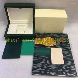 Boîtes de montres étui de luxe avec carte boîte verte et papiers montres personnalisées cadeau