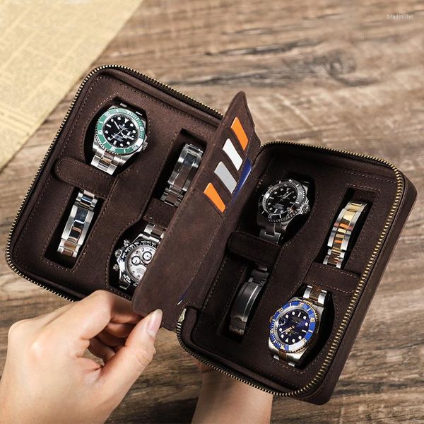 Boîtes à montres de luxe pour hommes, pochette de voyage, étui multifonction portable, sacs Srtaps, porte-cartes en cuir, porte-cartes de crédit, cadeaux uniques pour hommes