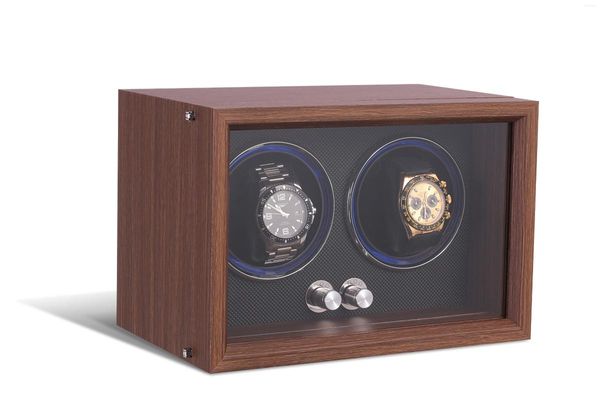 Boîtes de montre de luxe en bois, coffre-fort pour hommes, boîte de rangement automatique, enrouleur rotatif silencieux