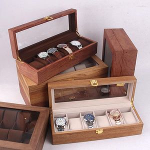 Boîtes à montres Boîte en bois de luxe Organisateur 12 fentes Affichage Hommes Vintage Mallette de rangement Cadeau en bois
