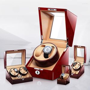 Boîtes de montre MQ Winder Box Luxueux Cadeau en bois Noir Piano Laque Bois avec clé