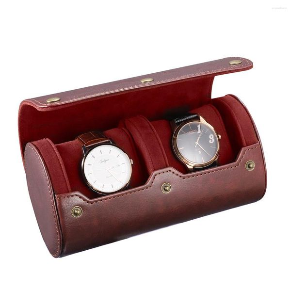 Boîtes de montres Nicerio Travel Case PU Box 2 Slots Organisateur de stockage Support de support pour montres de voyage d'affaires