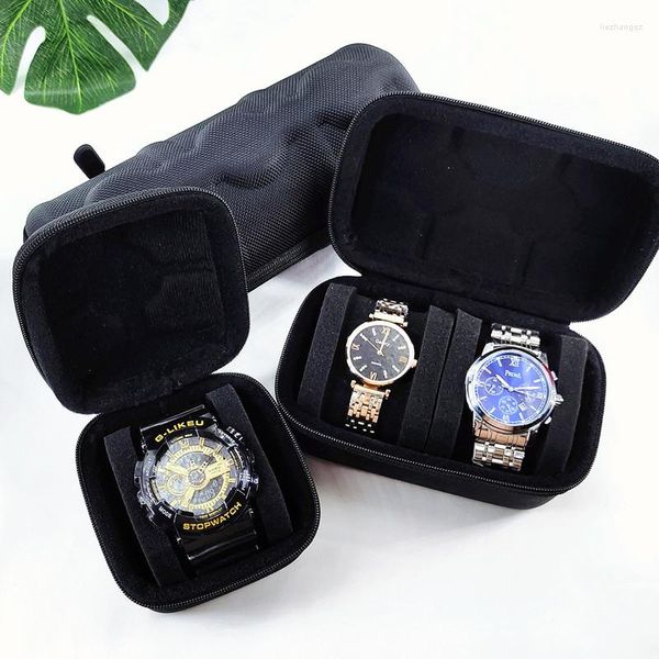 Boîtes de montres, boîte de rangement, mallette de transport, rangement de voyage, protecteur EVA, bijoux portables durs avec oreiller pour montres-bracelets