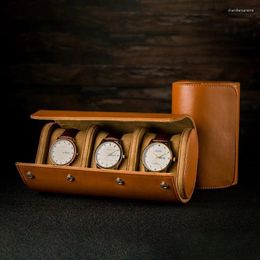Boîtes de montre Boîte de voyage portable Organisateur de rangement en cuir Affichage de luxe pour l'homme Gift surprise mystère surprise 3 emplacements