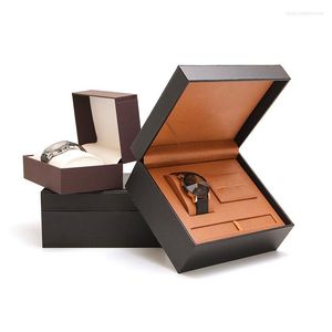Boîtes de montres Pu Case Set Box Organisateur Couple Bracelet Cadeau Boutons de manchette Affichage Stockage Mécanique Titulaire